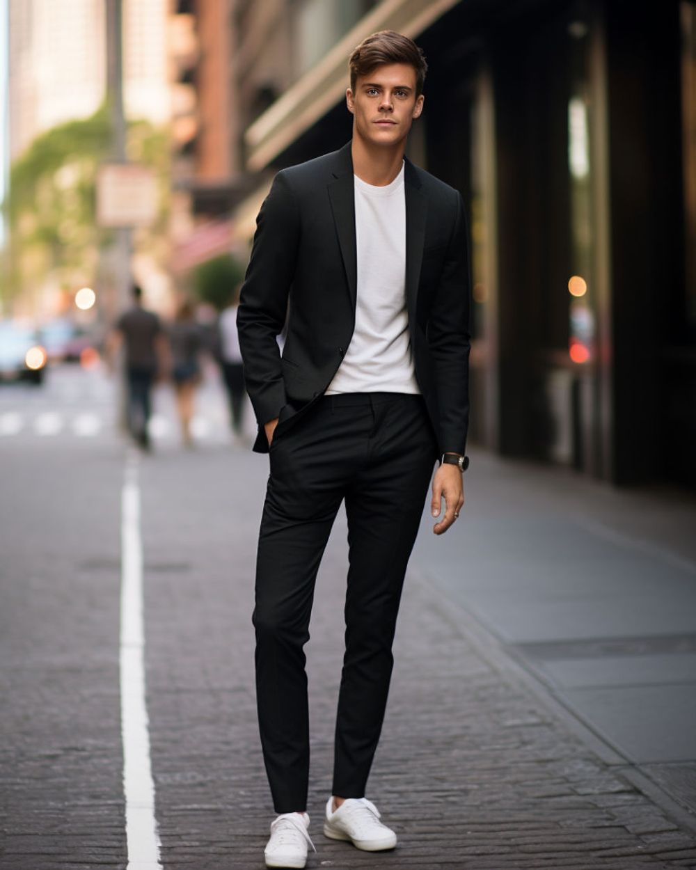 Traje Negro con Zapatillas Blancas Hockerty